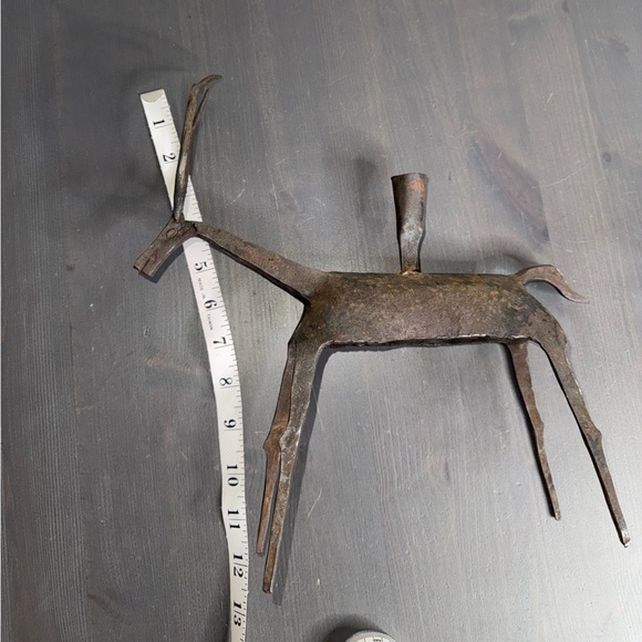 Brutalist Metal Welded Deer Sculpture Candle Holder - Picture 6 of 6